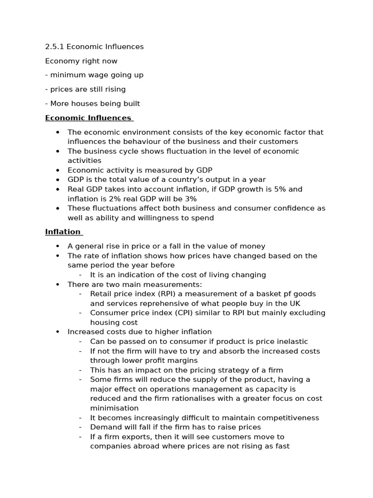 Economic Influences on Business Dynamics | PDF | Cost Of Living | Recession