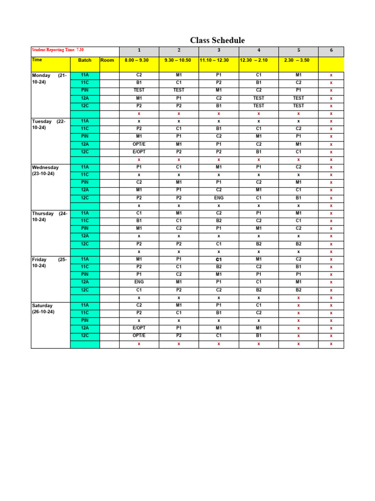 Firdac Class Schedule Overview | PDF