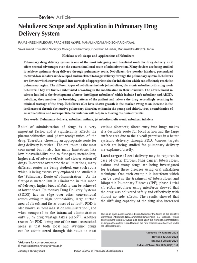 Ultrasonic and Jet Nebulizers Overview | PDF | Pharmacology