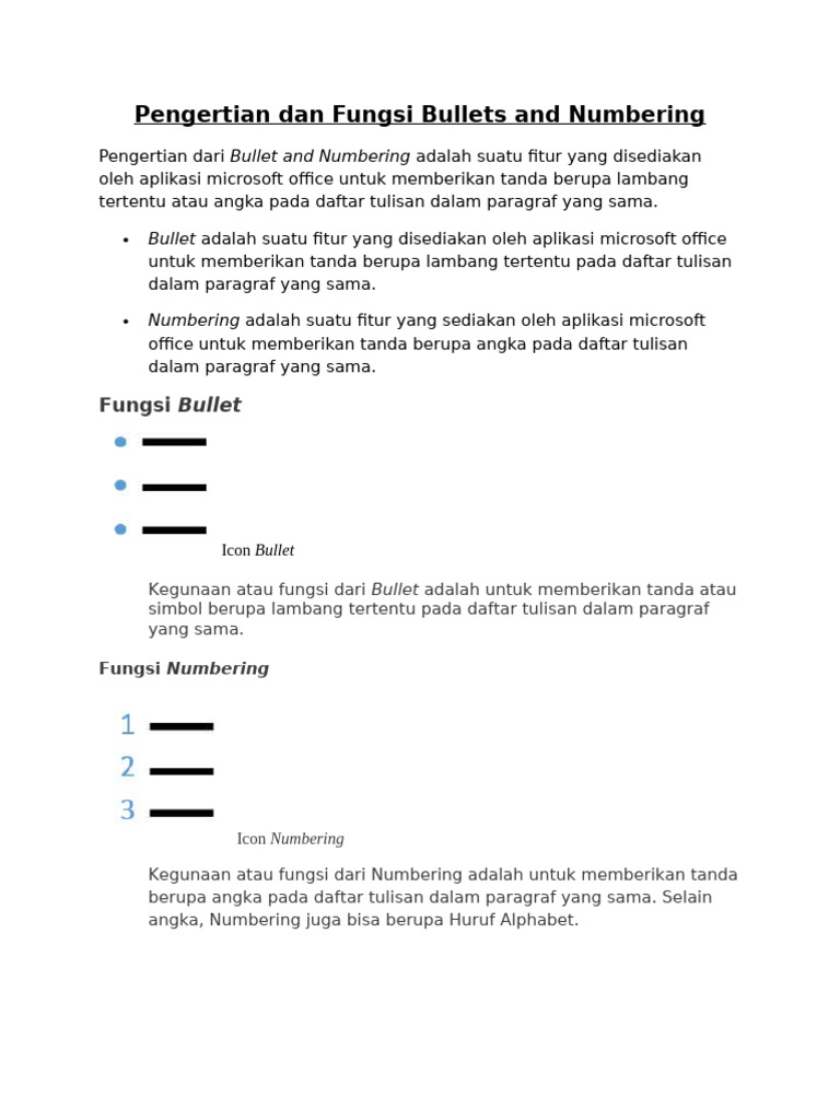 Pengertian dan Fungsi Bullets & Numbering | PDF