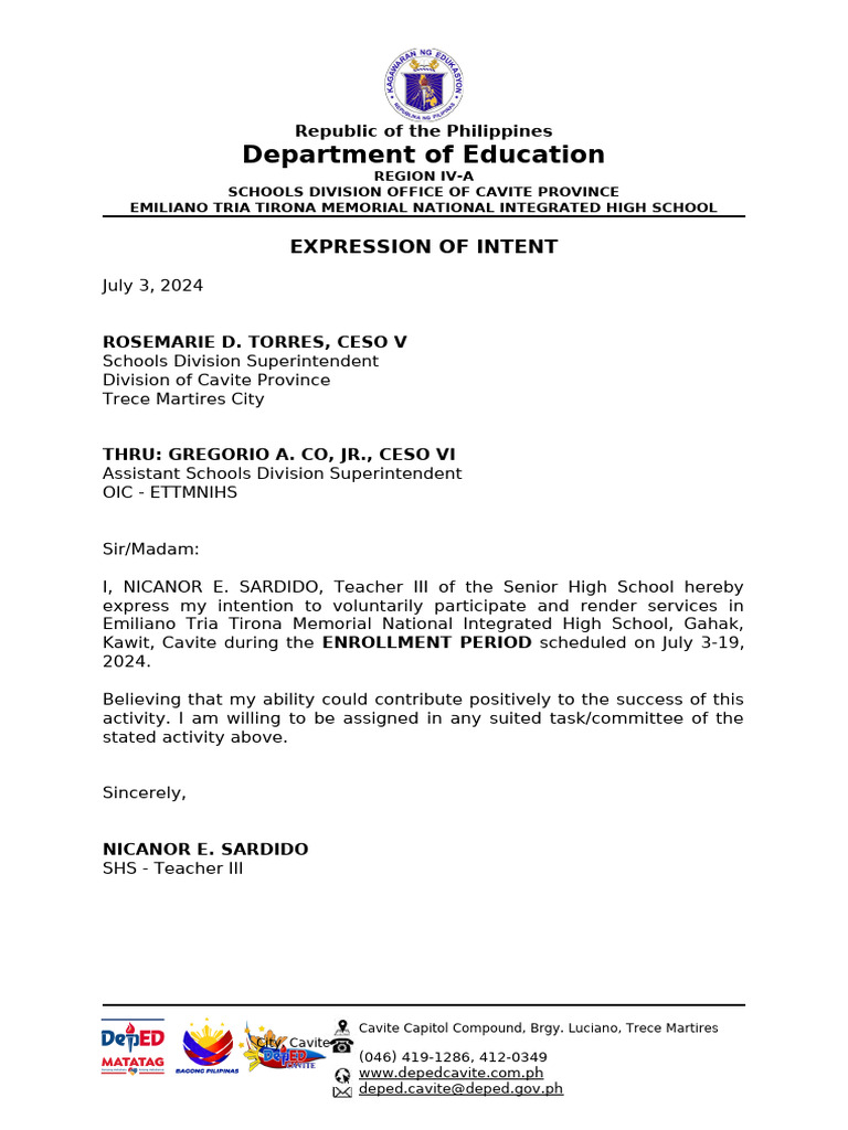 Intent Template Enrollment | PDF