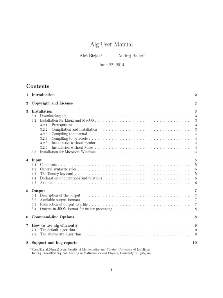 Alg User Manual for Installation and Use | PDF | First Order Logic | Axiom