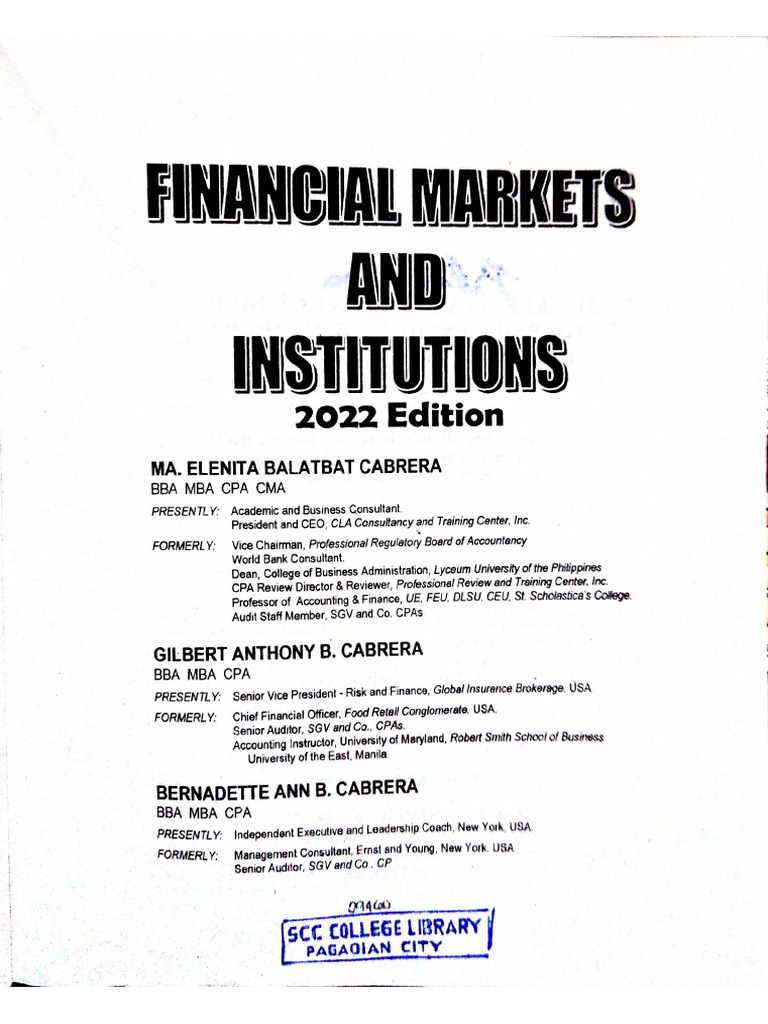 Financial Markets and Institutions 2022 Edition | PDF
