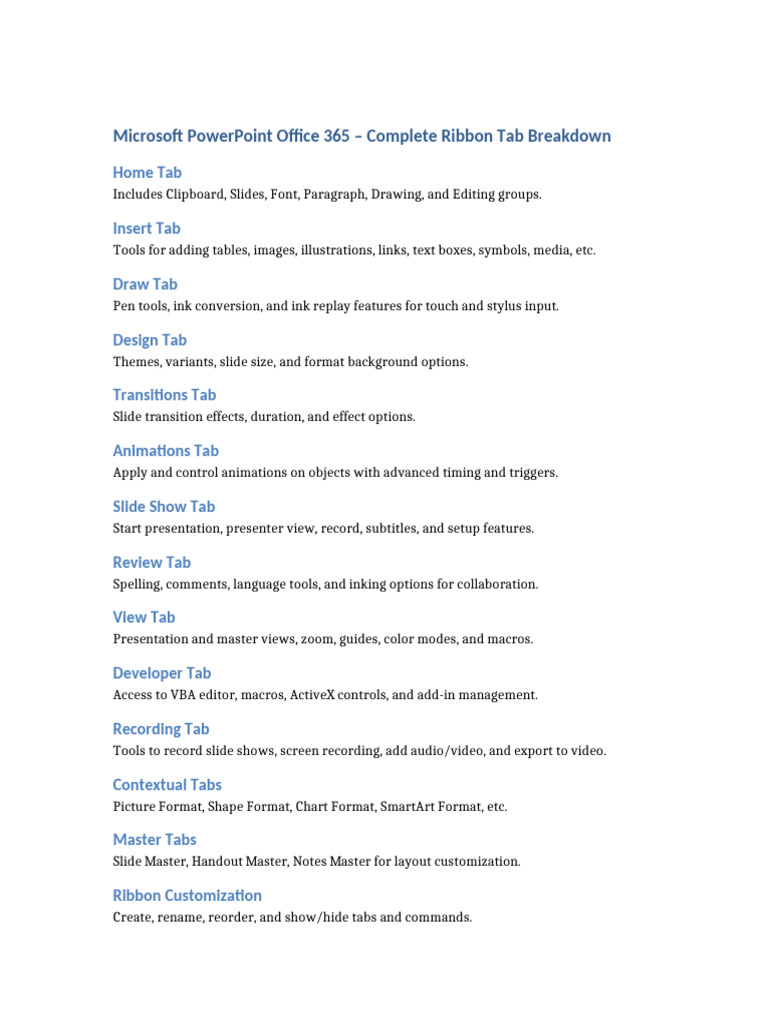PowerPoint Office365 Ribbon Tabs | PDF
