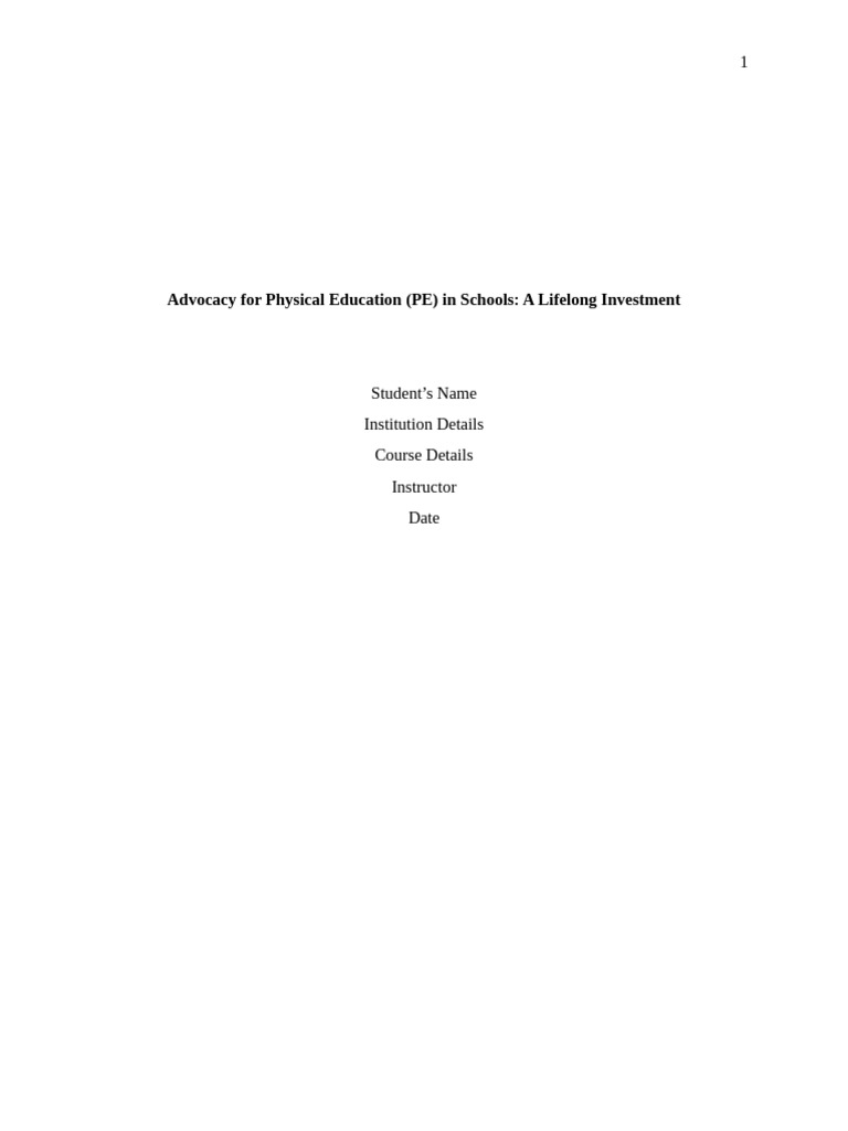 Advocacy For Physical Education in Schools | PDF | Physical Education ...