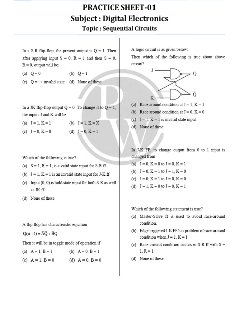 DE Ch-03DPP | PDF | Electrical Engineering | Digital Electronics