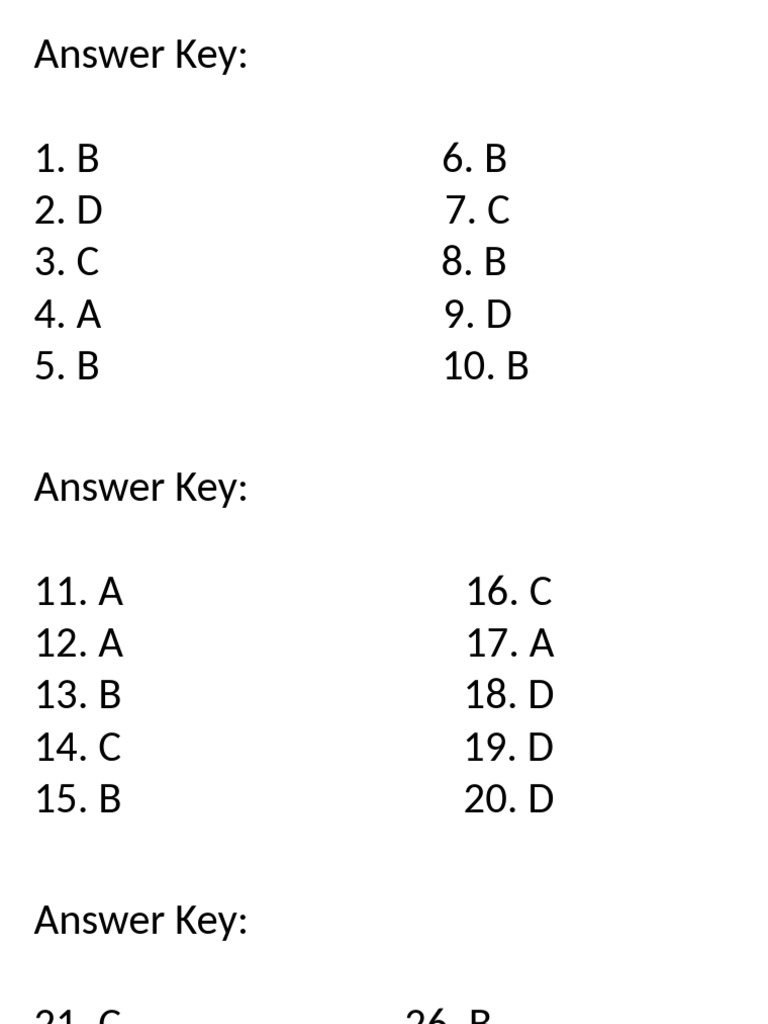 Mock Test Answer Key | PDF
