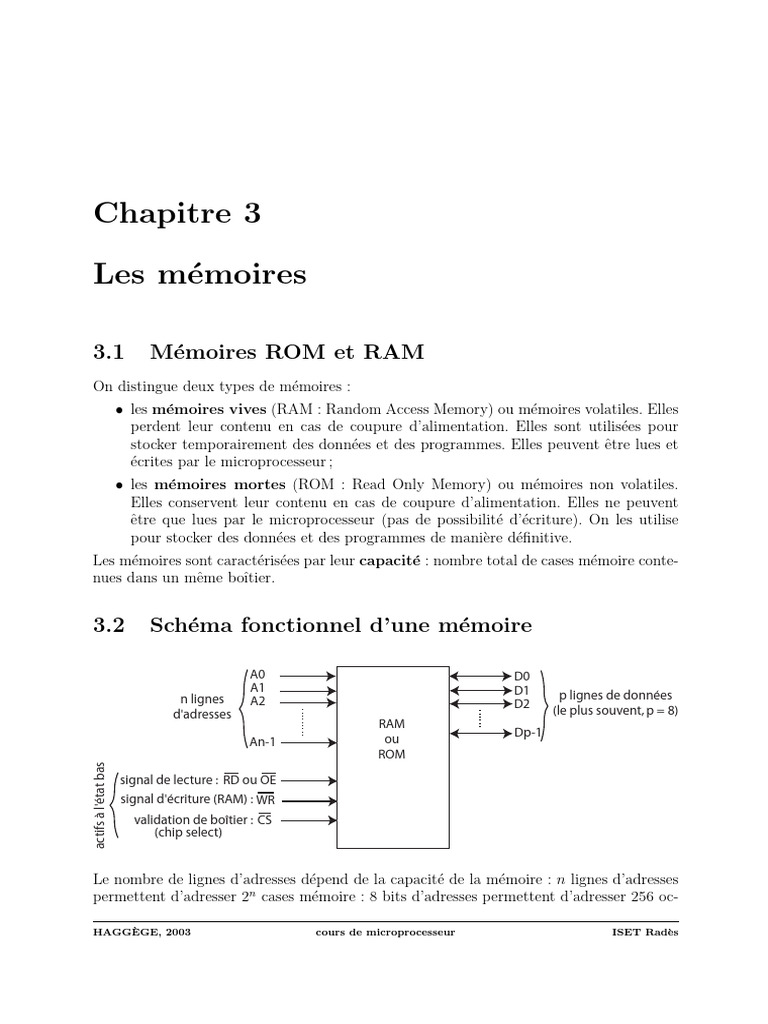 Types et fonctionnement des mémoires | PDF | Mémoire vive ...