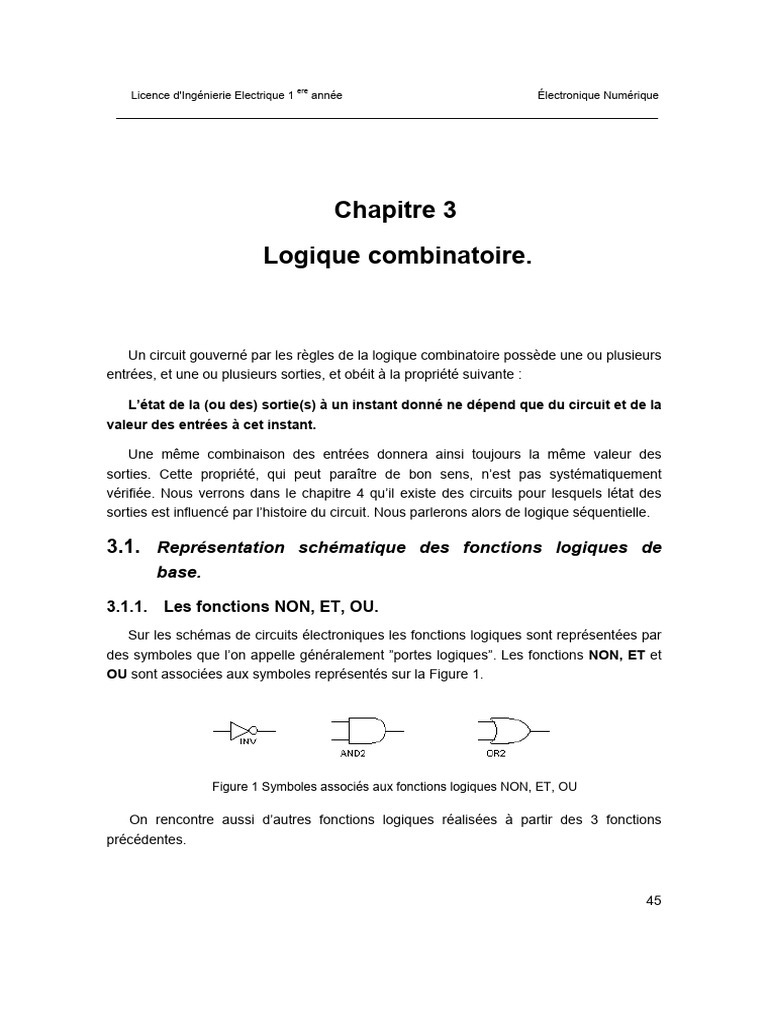 Logique combinatoire en électronique | PDF | Ingénierie informatique ...
