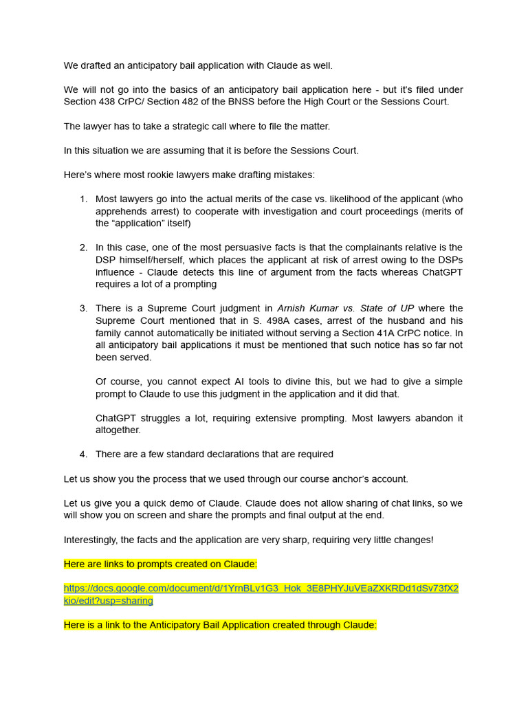 Anticipatory Bail Application Final Draft | PDF | Bail | Crimes