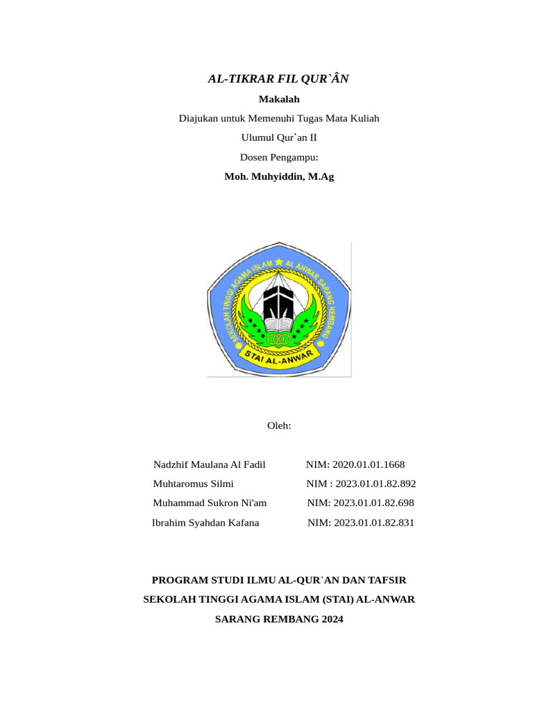 Pengulangan dalam Al-Qur'an: Tikrar | PDF