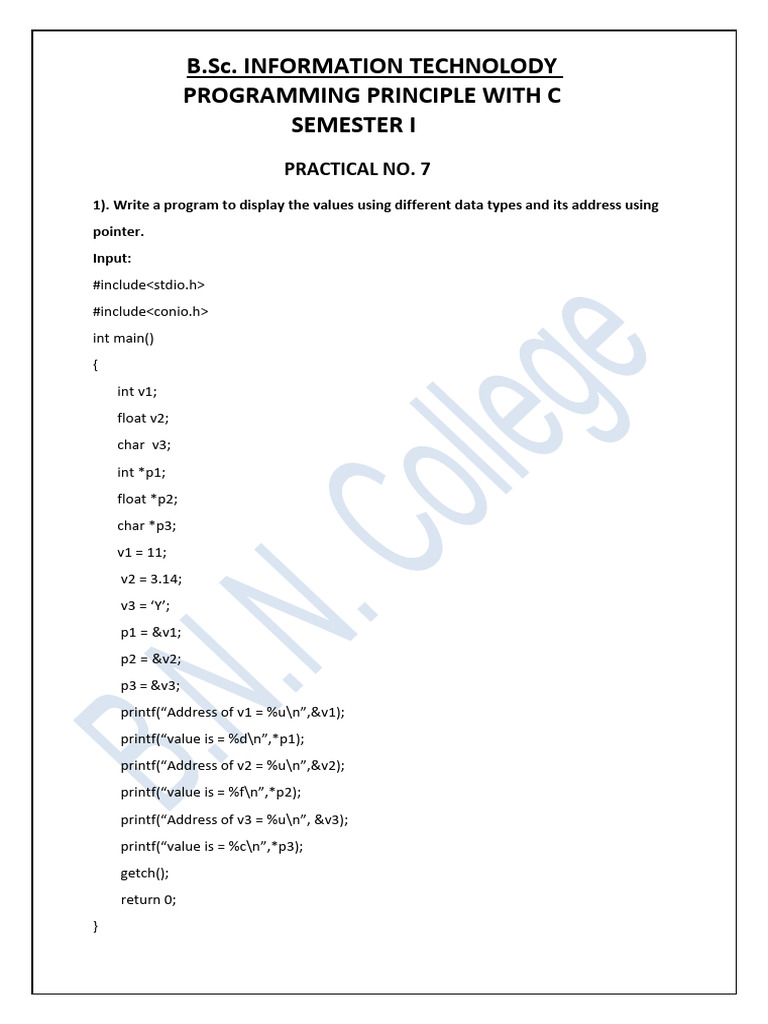 Practical No 7 C | PDF
