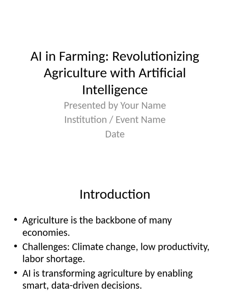 AI Transforming Agriculture Today | PDF