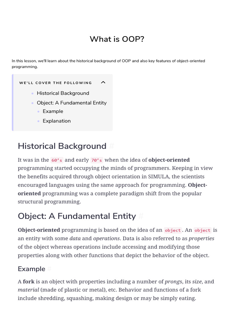 Introduction to Object-Oriented Programming | PDF | Object Oriented ...