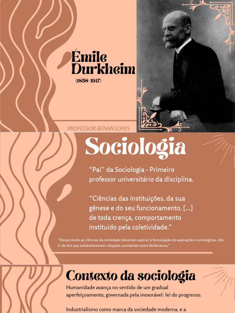 Durkheim: Fatos Sociais e Coesão Social | PDF | Sociologia | Émile Durkheim