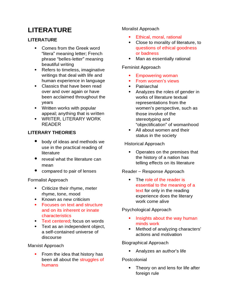 Overview of Literary Theories and Genres | PDF | Poetry | Writing
