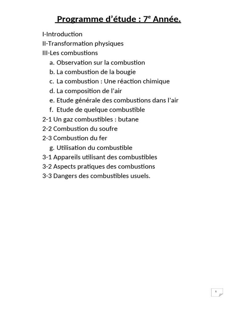 Chimie et combustions en 7e année | PDF | La combustion | Bougie
