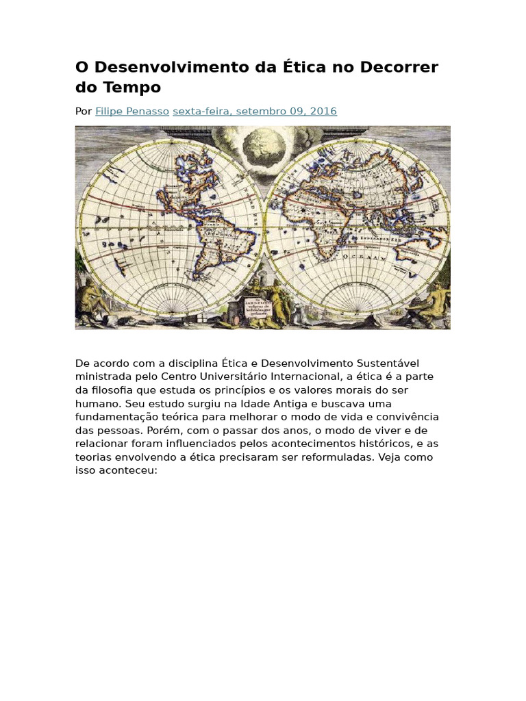 O Desenvolvimento Da Ética No Decorrer Do Tempo | PDF | Moralidade ...