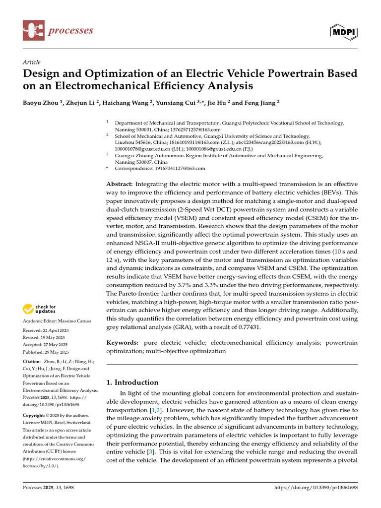 Electric Vehicle Powertrain Optimization | PDF | Electric Motor | Power ...