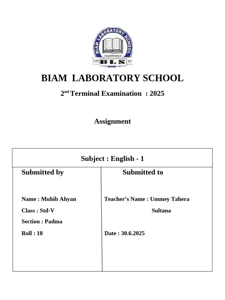 Muhib Assignment - English - 1 | PDF