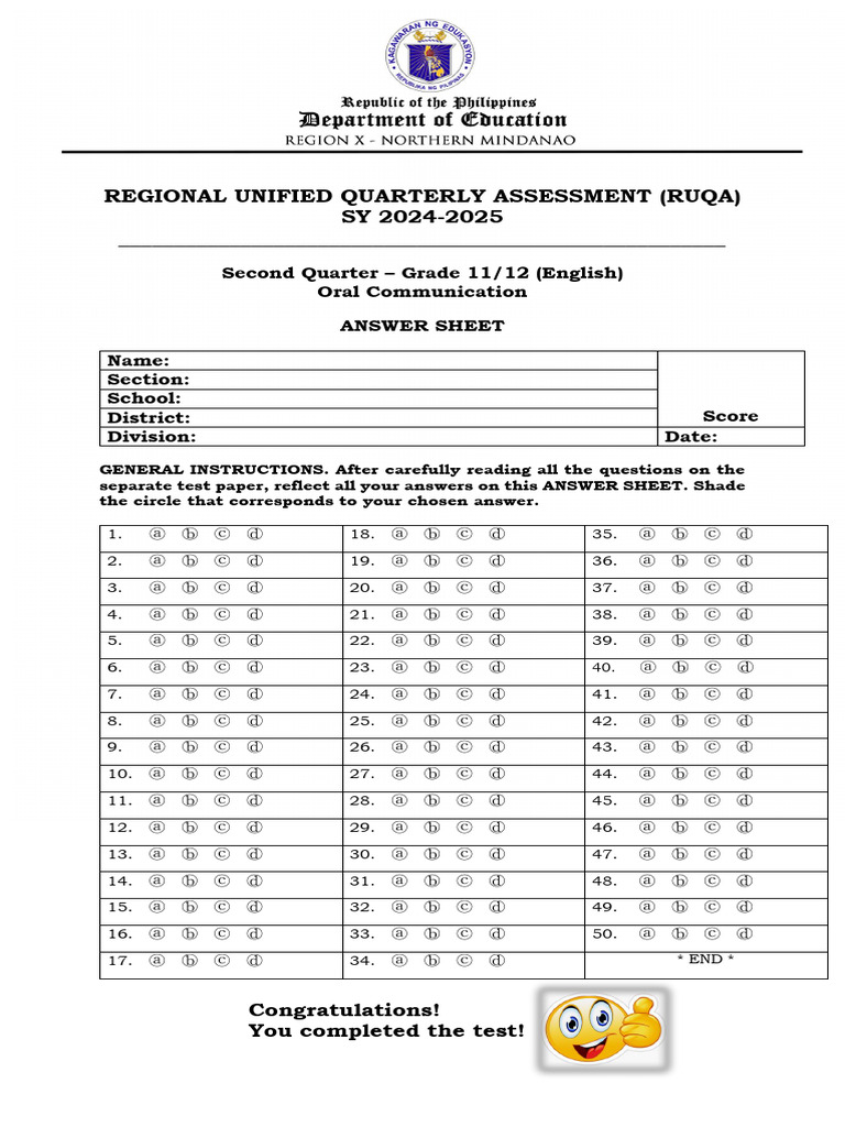 Grade 11 Oral Communication Exam Answer Key | PDF