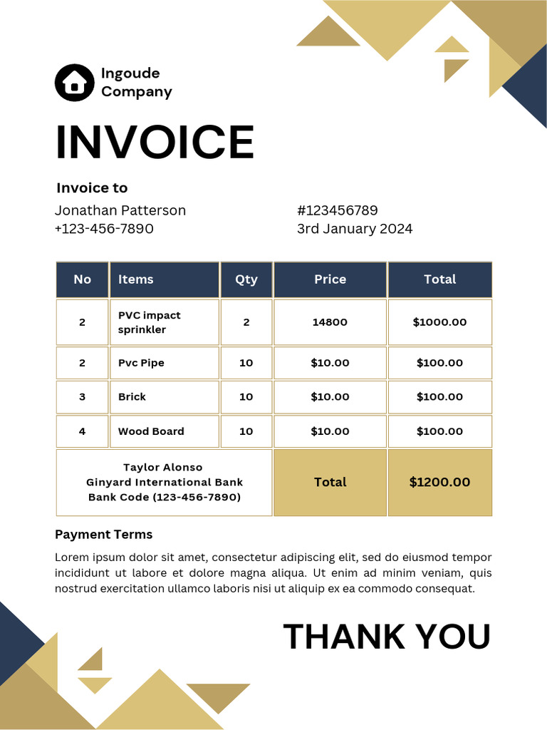 Invoice for PVC and Construction Items | PDF