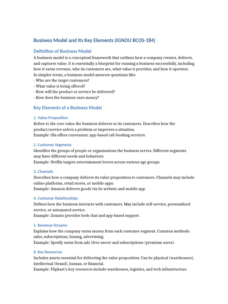 Key Elements of Business Models | PDF | Business Model | Logistics