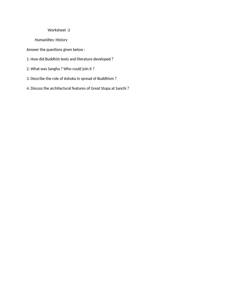 Worksheet - 2 Humanities History | PDF