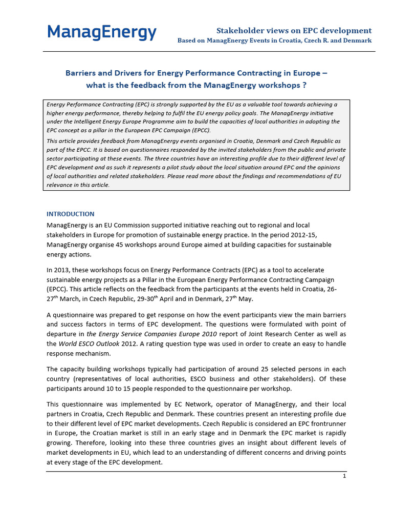 EPC Development Insights from EU Events | PDF | Energy Conservation ...