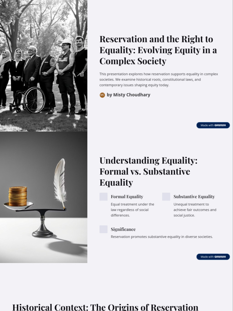 Reservation and the Right to Equality Evolving Equity in a Complex ...