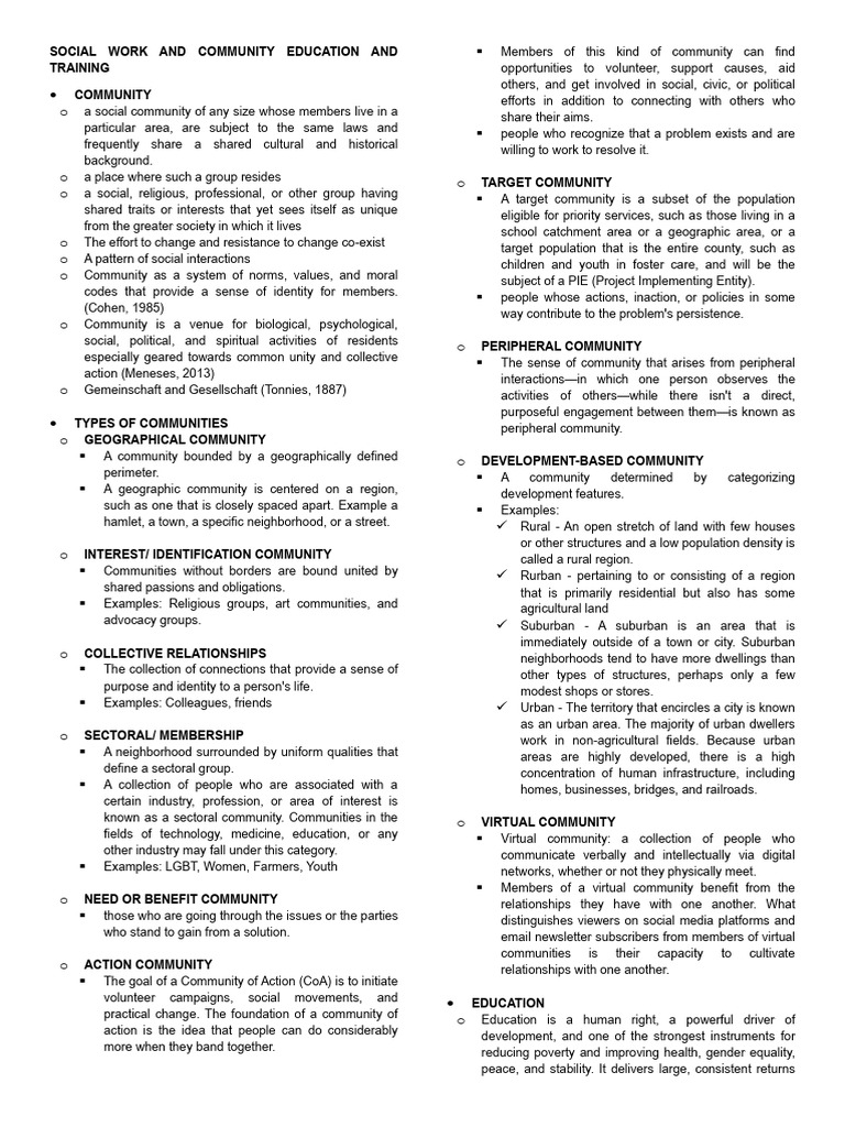 CO 2 Handout Social Work Community Education and Training | PDF ...