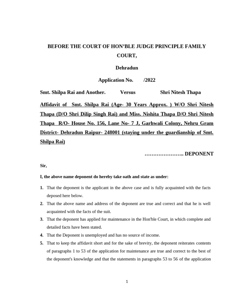 Interim Maintenance Application Dehradun | PDF