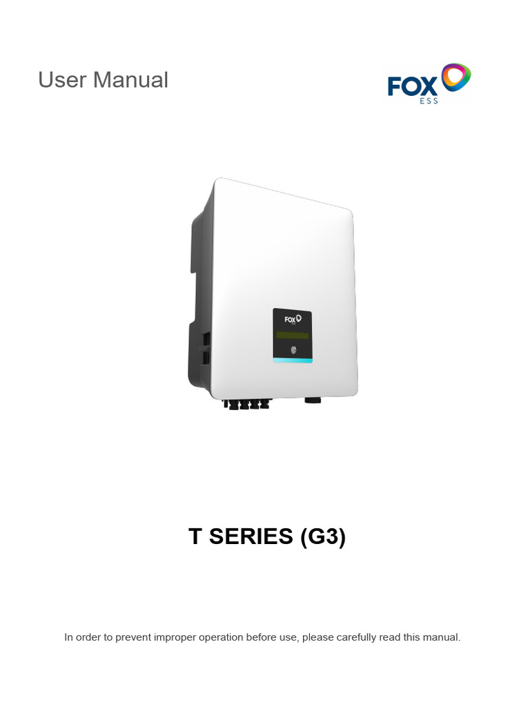 Fox ESS G3 Inverter User Manual | PDF | Electrical Connector | Power ...