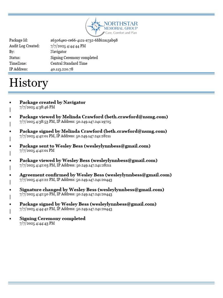 Signing Ceremony Audit Log Details | PDF