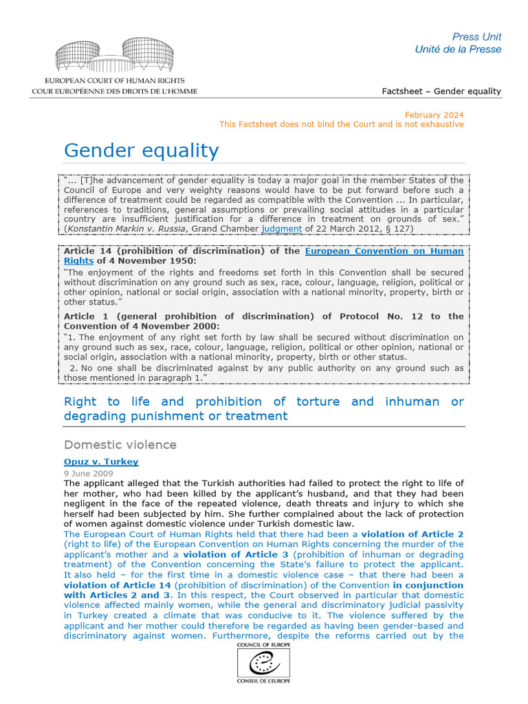 Gender Equality and Domestic Violence Issues | PDF | Domestic Violence ...