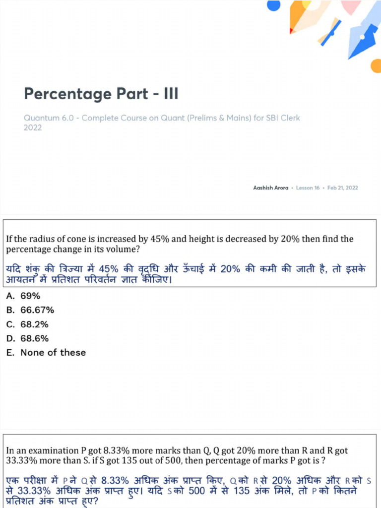 Percentage Part III With Anno | PDF