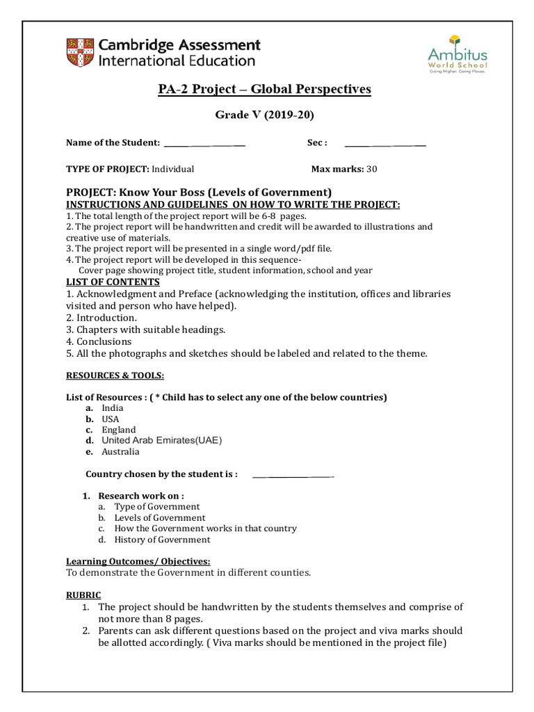 Government Project Guidelines for Students | PDF