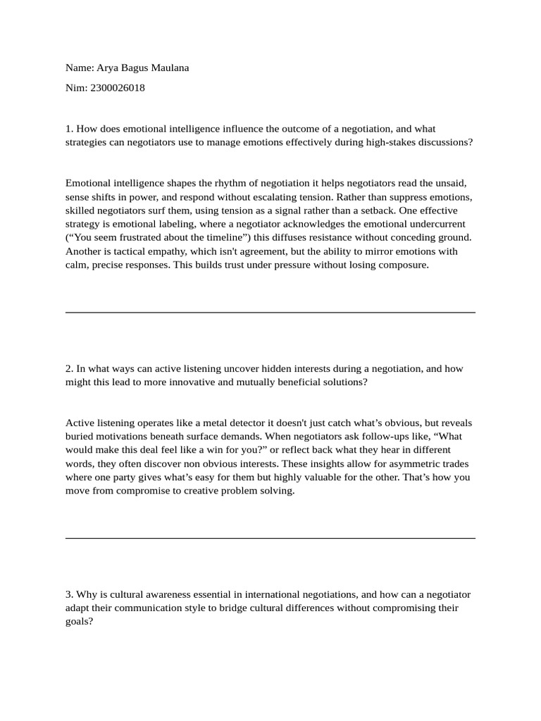 AryaBagusM 2300026018 ProfEnglish | PDF | Negotiation | Social Psychology