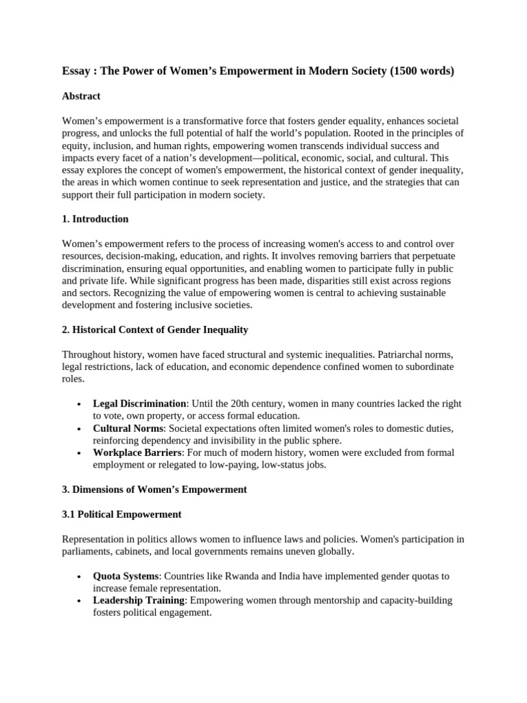 Empowering Women in Modern Society | PDF | Empowerment | Woman