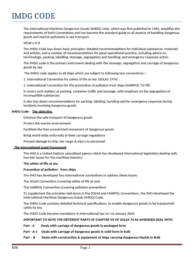 IMDG Code Overview and Updates | PDF | Dangerous Goods