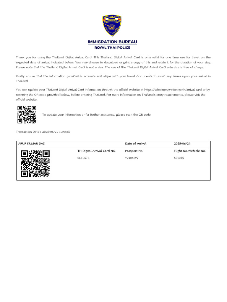 Thailand Digital Arrival Card 2025 | PDF | Government And Personhood ...