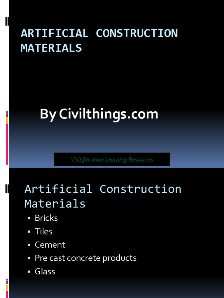 Overview of Artificial Construction Materials | PDF | Brick | Secondary ...