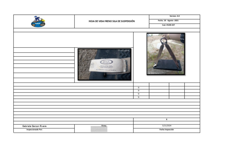 Inspección Silla de Suspensión SPVT 2023 | PDF