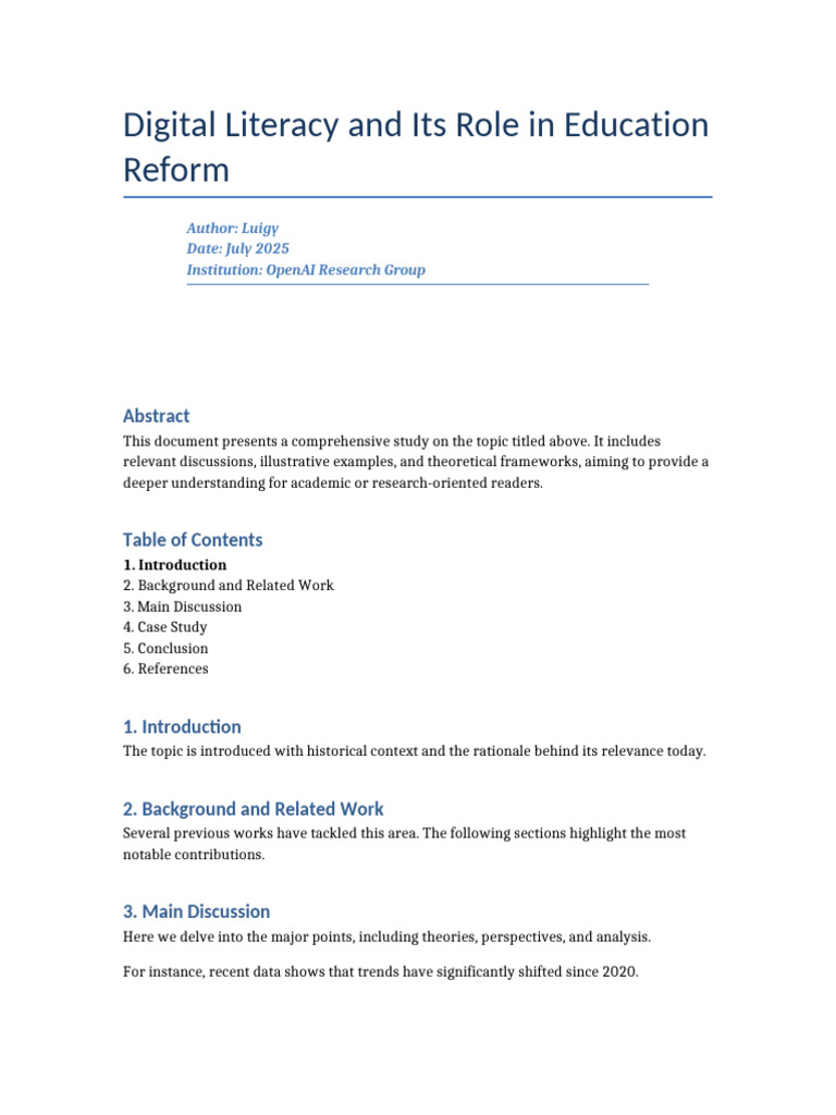 Digital Literacy in Education Reform | PDF