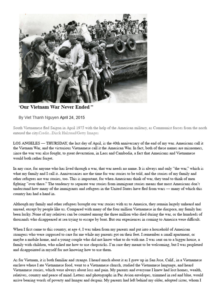 Our Vietnam War Never Ended - The New York Times | PDF | Vietnam War ...