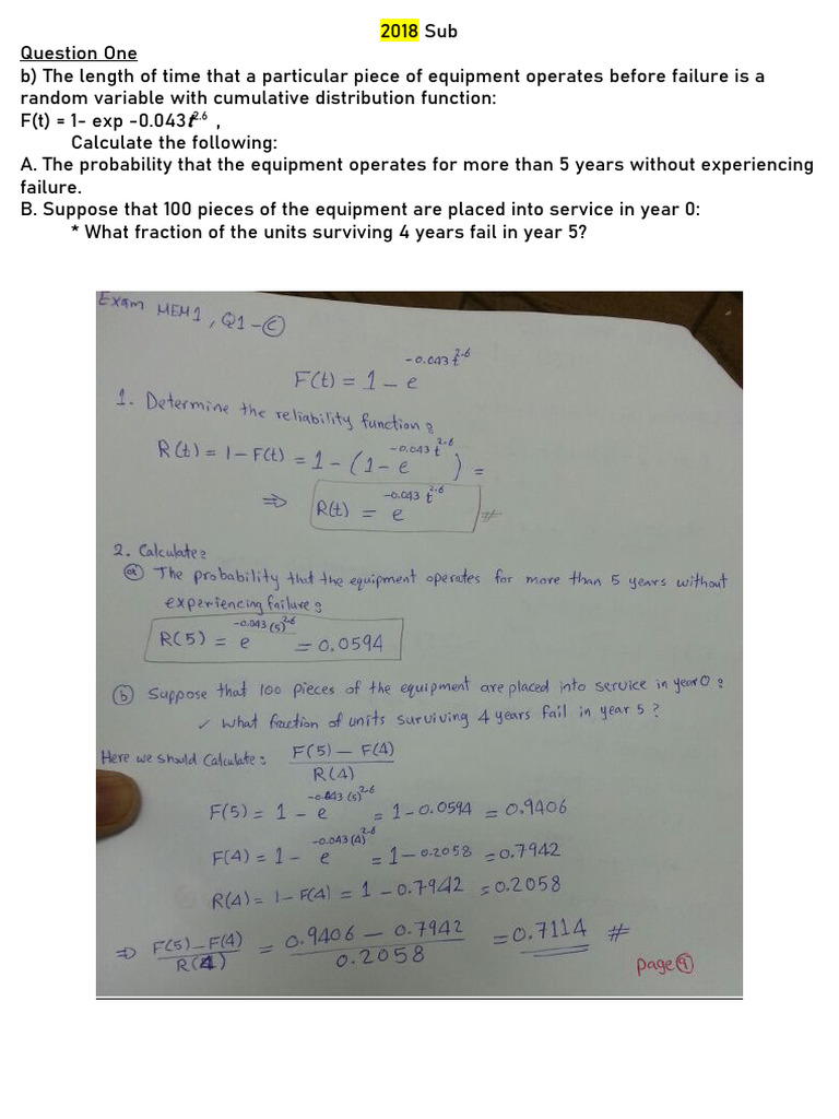 Reliability and Failure Analysis Calculations | PDF | Reliability ...