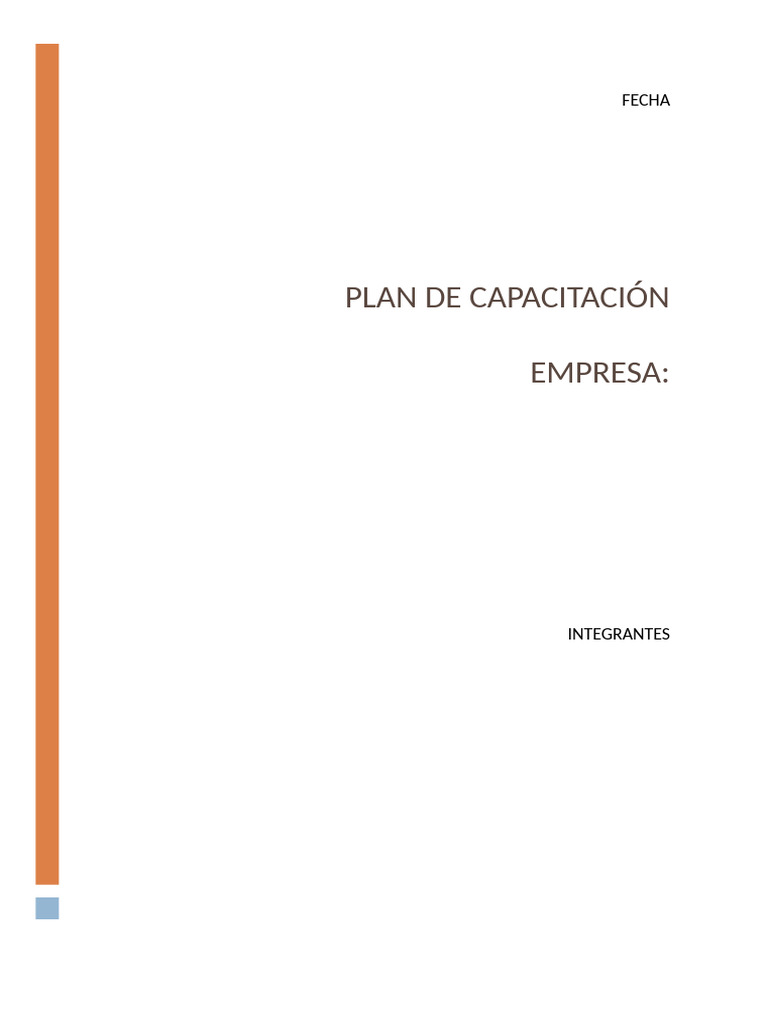 Formato Estructura Plan de Capacitacion | PDF