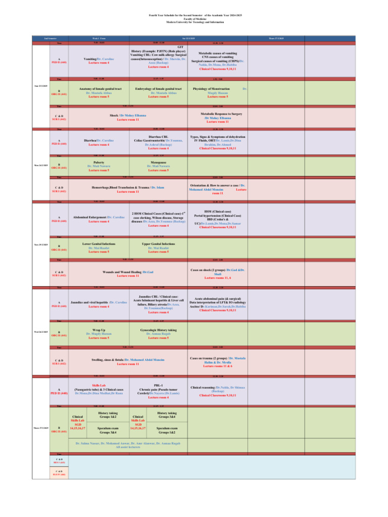 2024-2025 4th Year Medical Schedule | PDF | Hepatitis | Human Diseases ...