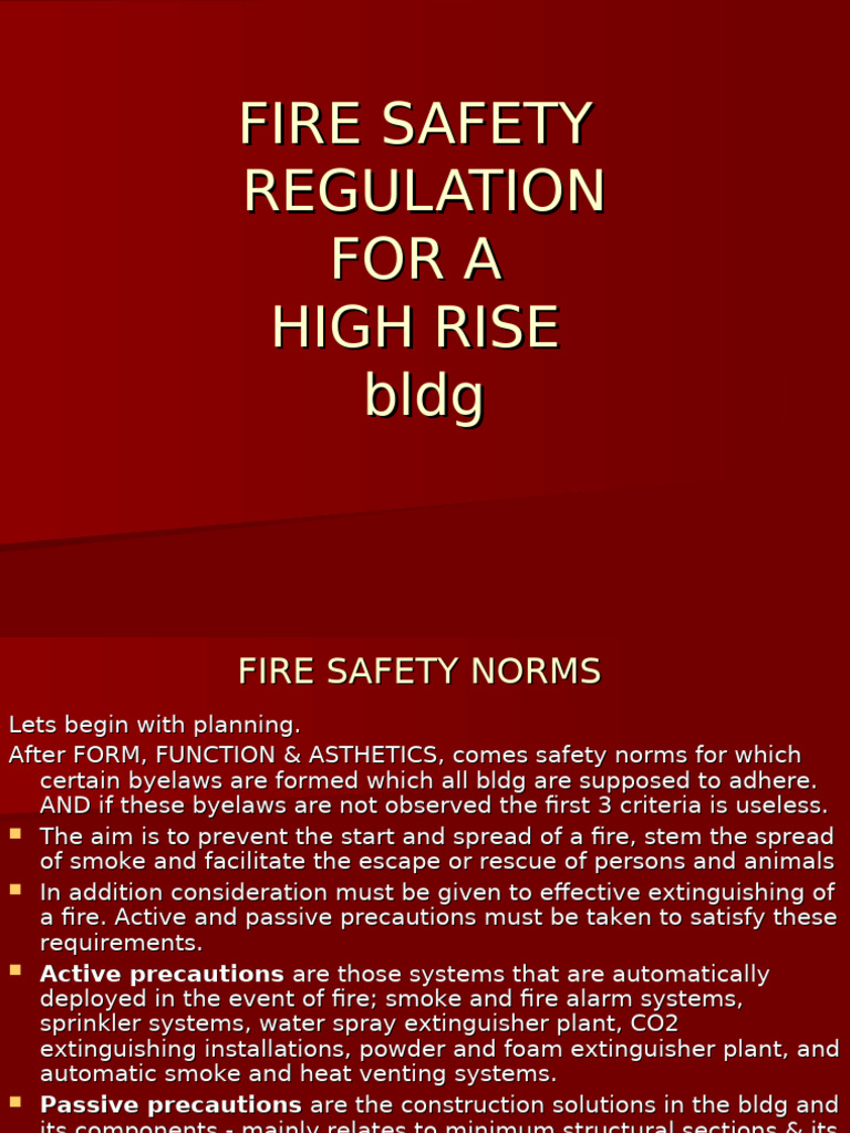 High-Rise Fire Safety Regulations | PDF | Elevator | Stairs
