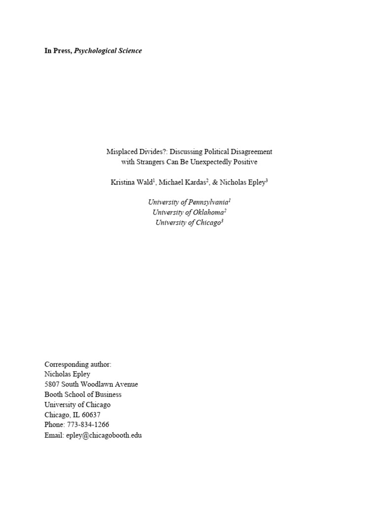 Positive Outcomes of Political Disagreement | PDF | Experiment ...